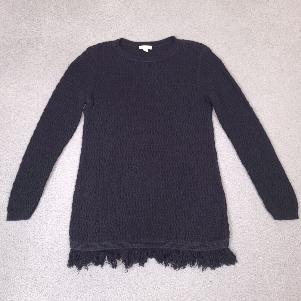 J‎ Jill Sweater Womens Small Black Long Sleeve Knit Cotton Nylon